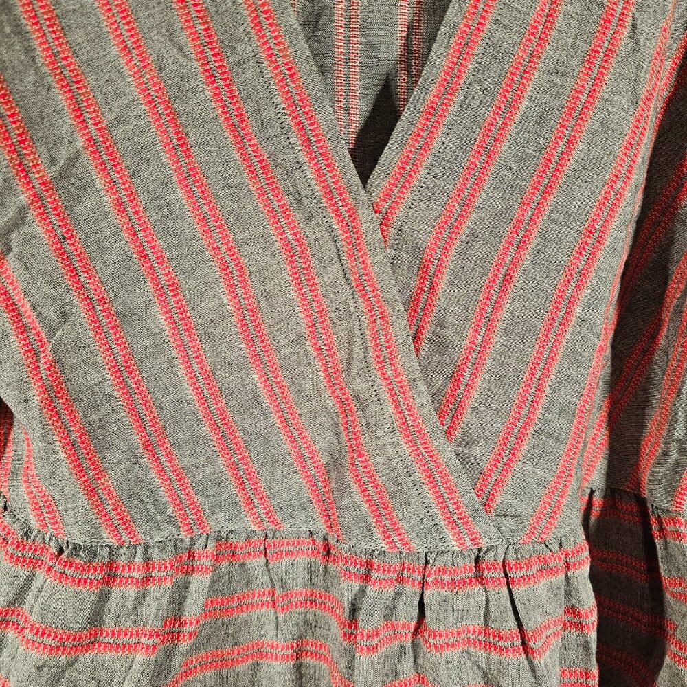 Madewell grey and red striped crossover blouse. Size S - Picture 3 of 4